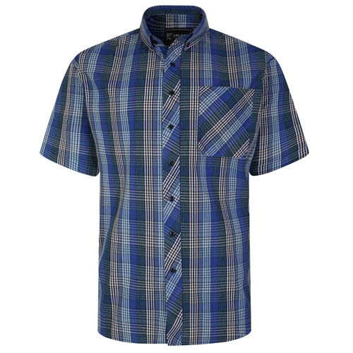 KAM Short Sleeve Check Shirt Blue
